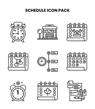 Schedule Line Design Icons Pack Stock Illustration