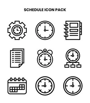 Schedule Line Icons Pack Stock-Illustration