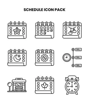 Schedule Line Icons Pack Stock Illustration