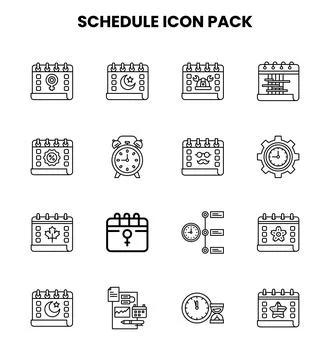 Schedule Line Icons Pack Stock Illustration