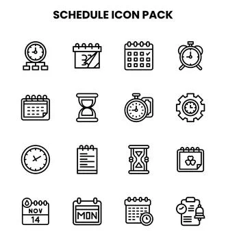 Schedule Line Vector Icons Pack Stock Illustration