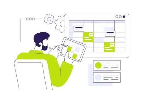 Schedule a meeting abstract concept vector illustration. Stock Illustration