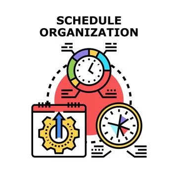 Schedule organization concept with time management tools Ilustração Stock