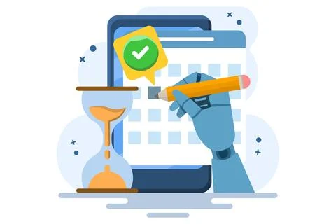 Schedule planning concept. Flat vector illustration banner. Job tasks. 库存插图