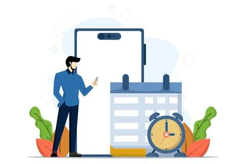Schedule planning concept. Plan the characteristics of work assignments. Stock Illustration
