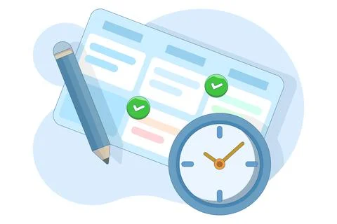 Schedule planning concept. Vector flat illustration banner. Work tasks. 库存插图