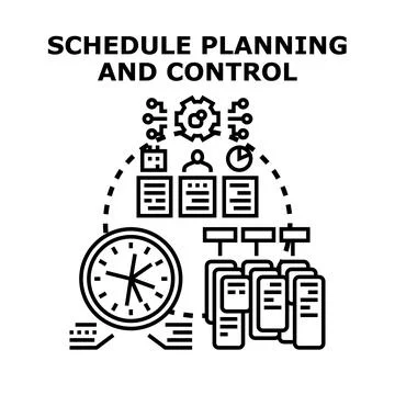 Schedule planning controlling process managing agenda tasks Stock Illustration