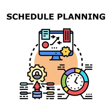 Schedule planning strategy developing business management system Stock Illustration