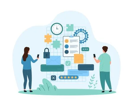 Schedule planning by tiny people, organizer of appointments, tasks in calendar Stock Illustration