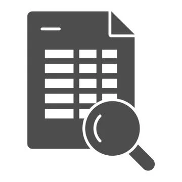 Schedule search solid icon. Timetable and magnifier vector illustration isolated 스톡 일러스트