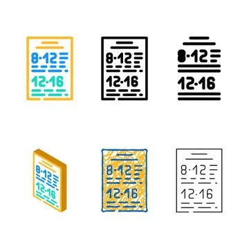 Schedule of set canteen work color icon vector Stock Illustration