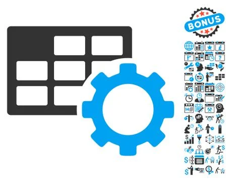 Schedule Settings Flat Vector Icon With Bonus Stock Illustration