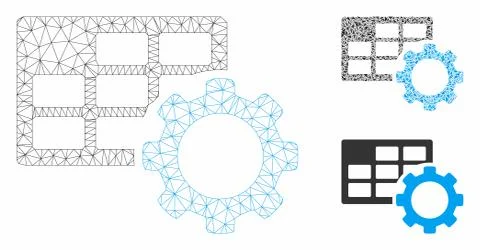 Schedule Settings Vector Mesh Wire Frame Model and Triangle Mosaic Icon Stock Illustration