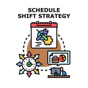 Schedule shift strategy concept planning work management Stock Illustration
