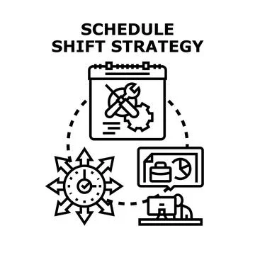 Schedule shift strategy concept planning work management 스톡 일러스트