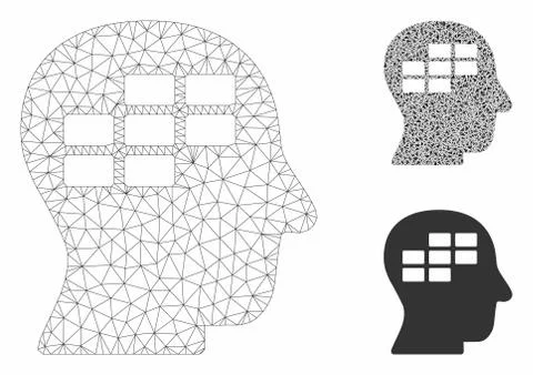 Schedule Thinking Vector Mesh Network Model and Triangle Mosaic Icon Stock Illustration