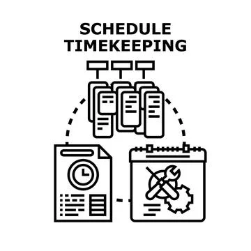 Schedule timekeeping planning and task management icon Stock Illustration