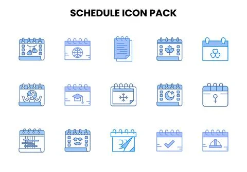 Schedule Two Colour Bundle Icons Pack Stock-Illustration