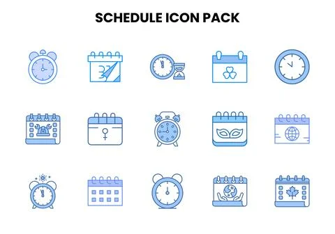 Schedule Two Colour Design Icons Pack Ilustración de archivo