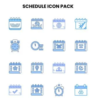 Schedule Two Colour Icons Pack Stock-Illustration