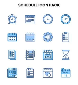 Schedule Two Colour UI Icons Pack Stock-Illustration