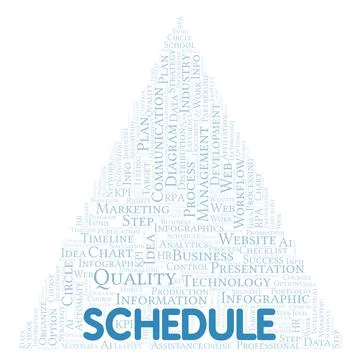 Schedule typography word cloud create with the text only. Stock Illustration