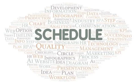 Schedule typography word cloud create with the text only. Stockillustratie