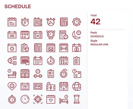 Schedule Ultimate Vector Package with 42 High Resolution Regular Line Detai.. Stock Illustration
