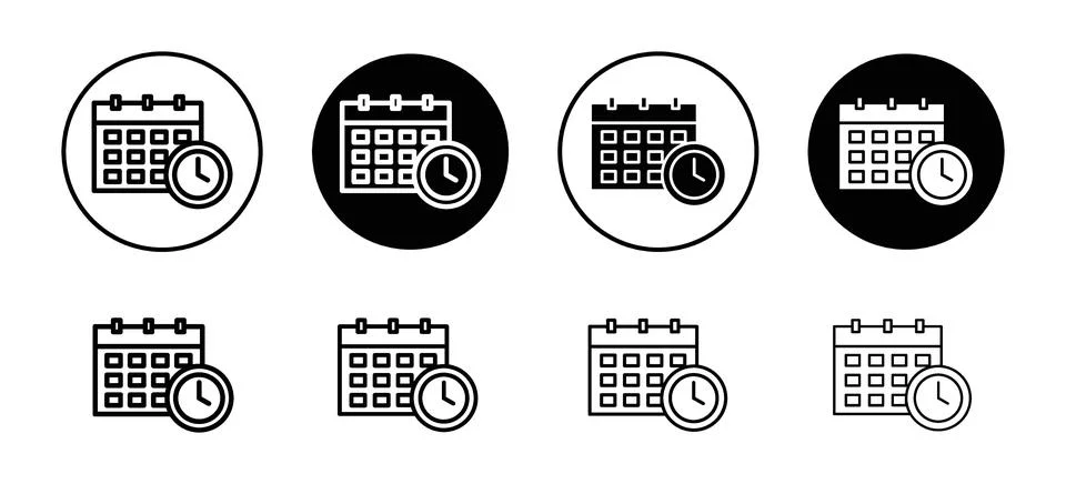 Schedule vector icon set collection. Schedule Outline flat Icon. Stock Illustration