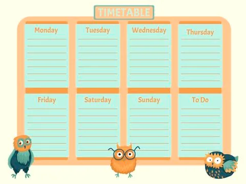 The schedule for a week, a glider on days of the week, the schedule for the Stock Illustration