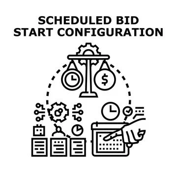 Scheduled bid start configuration process concept Stock Illustration