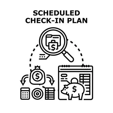 Scheduled check in plan for budget analysis and financial management Stock Illustration