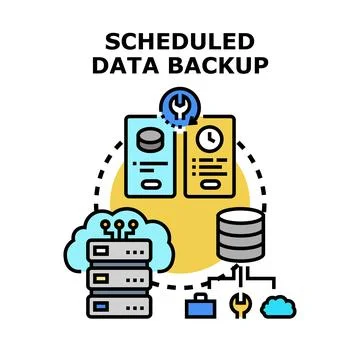 Scheduled data backup service and database protection concept Stock Illustration