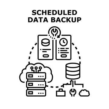 Scheduled data backup service and database protection concept Stock Illustration
