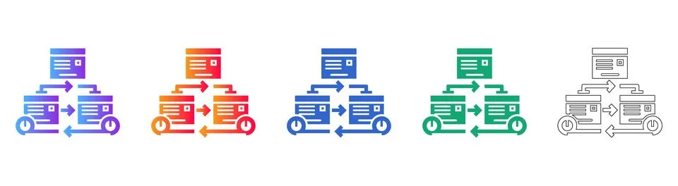 Scheduled Data Synchronization Icons Stock Illustration
