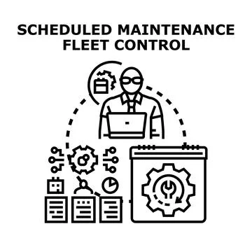 Scheduled maintenance fleet control managing operations concept Stock Illustration