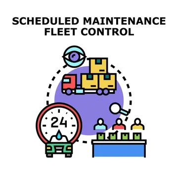 Scheduled maintenance fleet control system planning logistics Stock Illustration