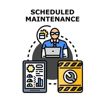 Scheduled maintenance process with technical support service Stock Illustration