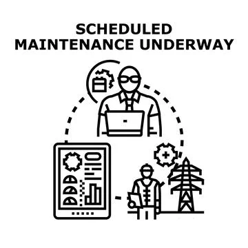Scheduled maintenance services and predictive engineering support Illustrazione stock