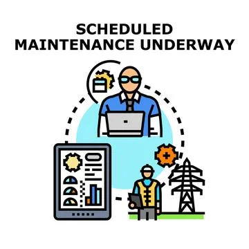 Scheduled maintenance services and predictive engineering support Illustrazione stock