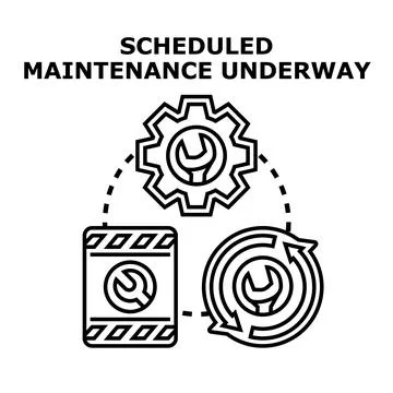 Scheduled maintenance underway concept vector illustration Illustrazione stock