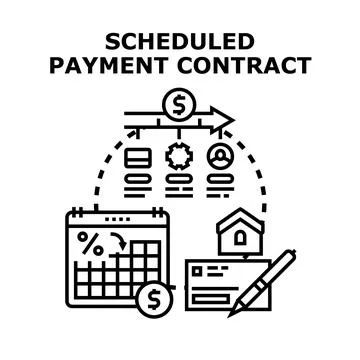 Scheduled payment contract document signing mortgage loan Stock Illustration