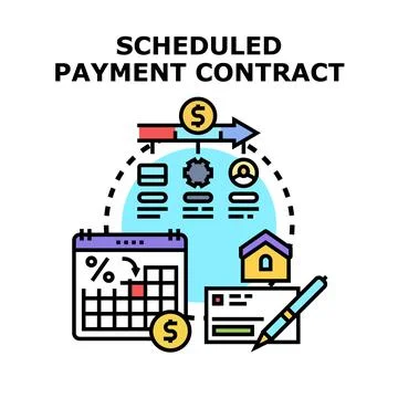 Scheduled payment contract document signing mortgage loan Stock Illustration