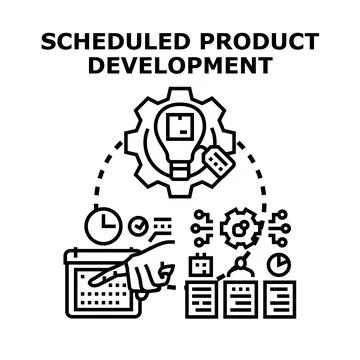 Scheduled product development process planning and implementation management Stock Illustration