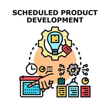 Scheduled product development process planning and implementation management Stock Illustration