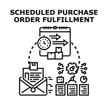 Scheduled purchase order fulfillment process concept illustration Illustrazione stock