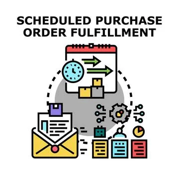Scheduled purchase order fulfillment process concept illustration Stock Illustration