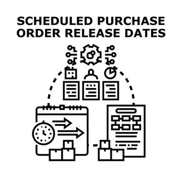 Scheduled purchase order release dates management planning Stock Illustration