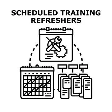 Scheduled training refreshers planning and development program Stock-Illustration