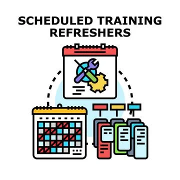 Scheduled training refreshers planning and development program Stock Illustration